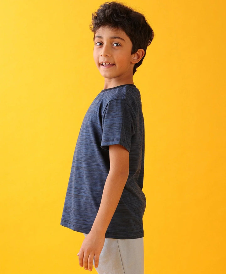 NAVY TEXTURE SUMMER BOYS SHORT SLEEVE T-SHIRT - NAVY - Anthrilo 