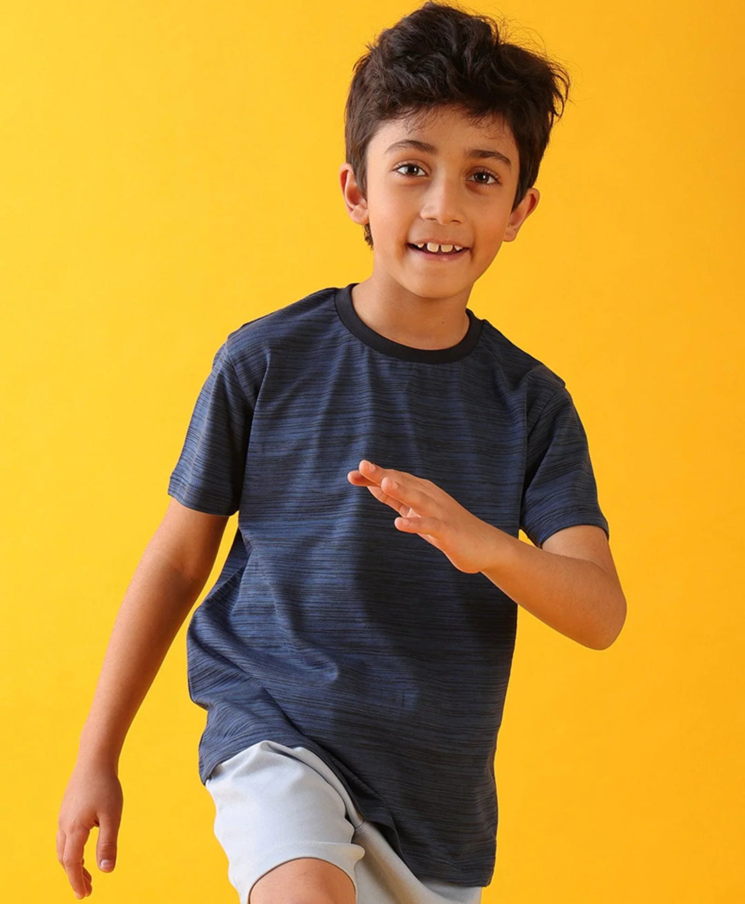 NAVY TEXTURE SUMMER BOYS SHORT SLEEVE T-SHIRT - NAVY - Anthrilo 