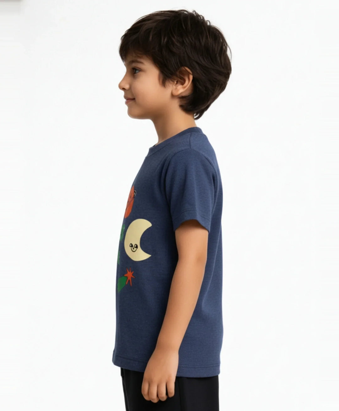 Outer Space Blue Boys Short Sleeve T-Shirt- Blue