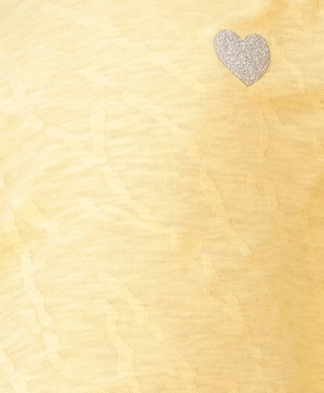 Yellow Silver Heart Summer Girls Short Sleeve T-Shirt - Yellow