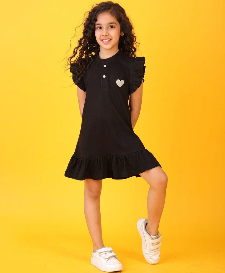 BLACK SILVER HEART SUMMER DRESS - BLACK - Anthrilo 