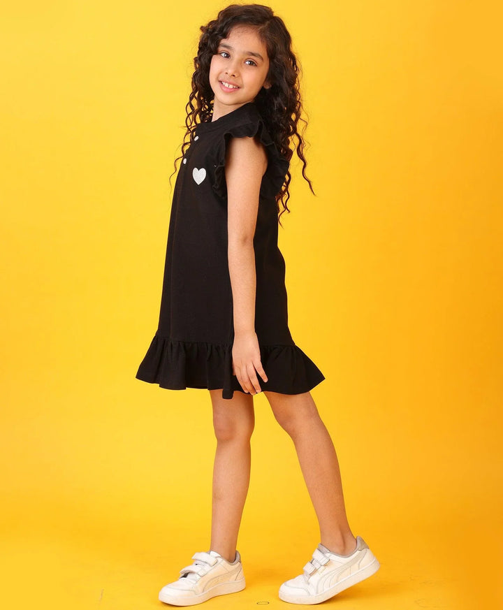 BLACK SILVER HEART SUMMER DRESS - BLACK - Anthrilo 