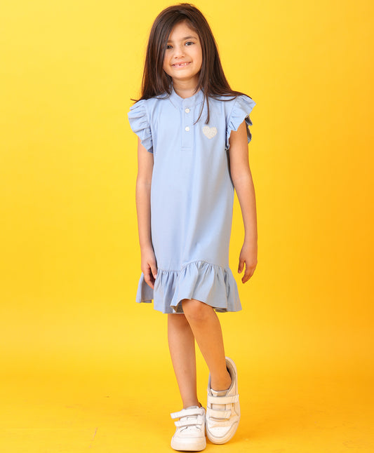 BLUE SILVER HEART SUMMER DRESS- BLUE