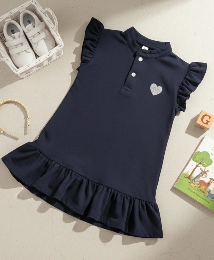 NAVY SILVER HEART SUMMER DRESS - NAVY - Anthrilo 