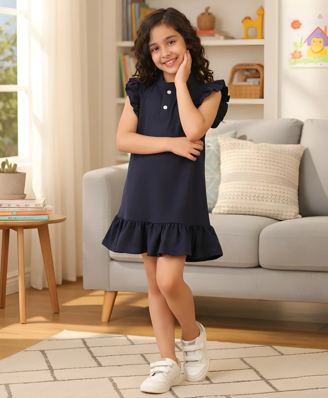 NAVY SILVER HEART SUMMER DRESS - NAVY - Anthrilo 