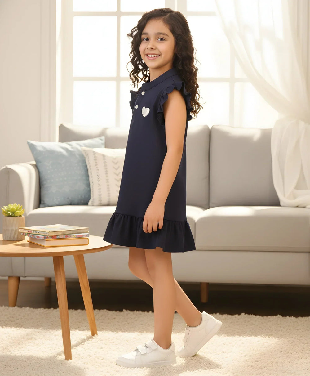 NAVY SILVER HEART SUMMER DRESS - NAVY - Anthrilo 