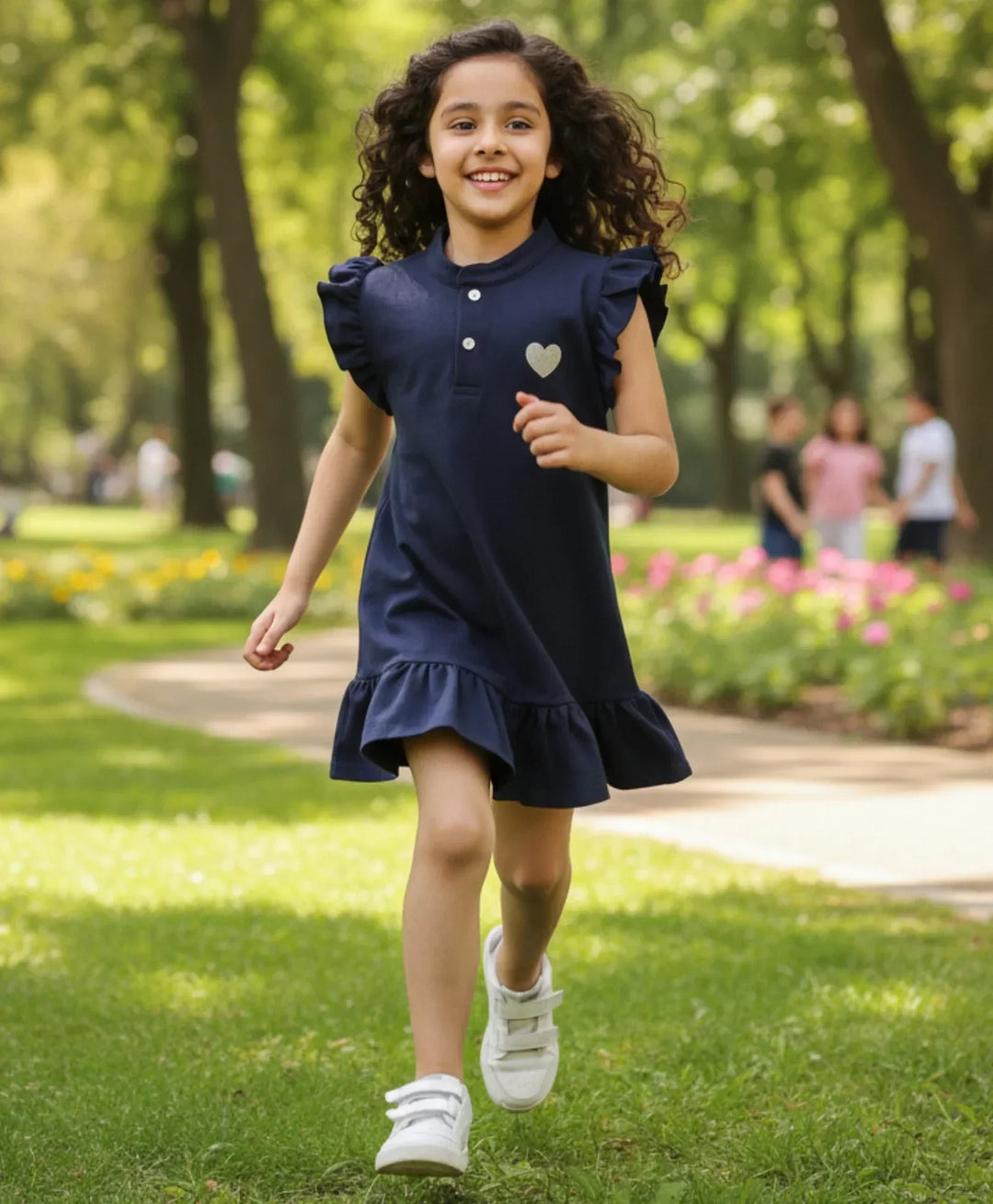NAVY SILVER HEART SUMMER DRESS - NAVY - Anthrilo 