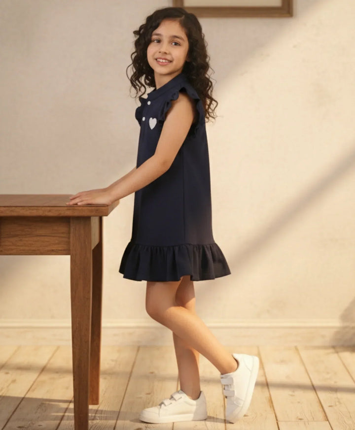 NAVY SILVER HEART SUMMER DRESS - NAVY - Anthrilo 