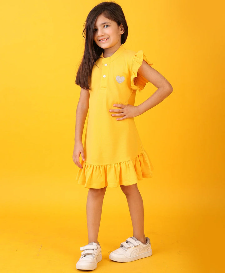 YELLOW SILVER HEART SUMMER DRESS - YELLOW - Anthrilo 