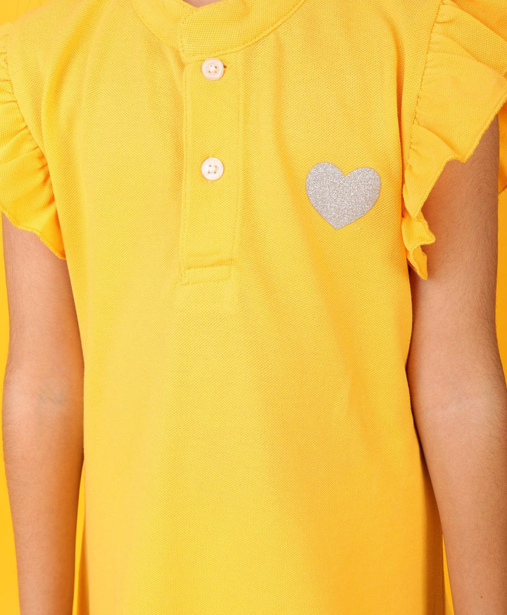 YELLOW SILVER HEART SUMMER DRESS - YELLOW - Anthrilo 