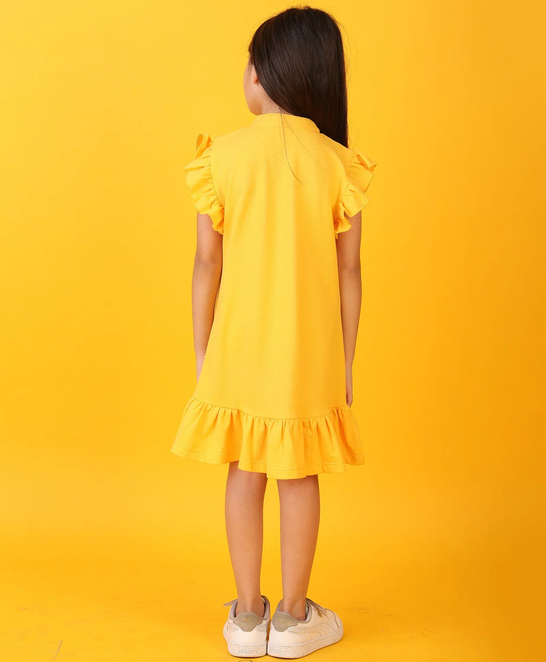 YELLOW SILVER HEART SUMMER DRESS - YELLOW - Anthrilo 