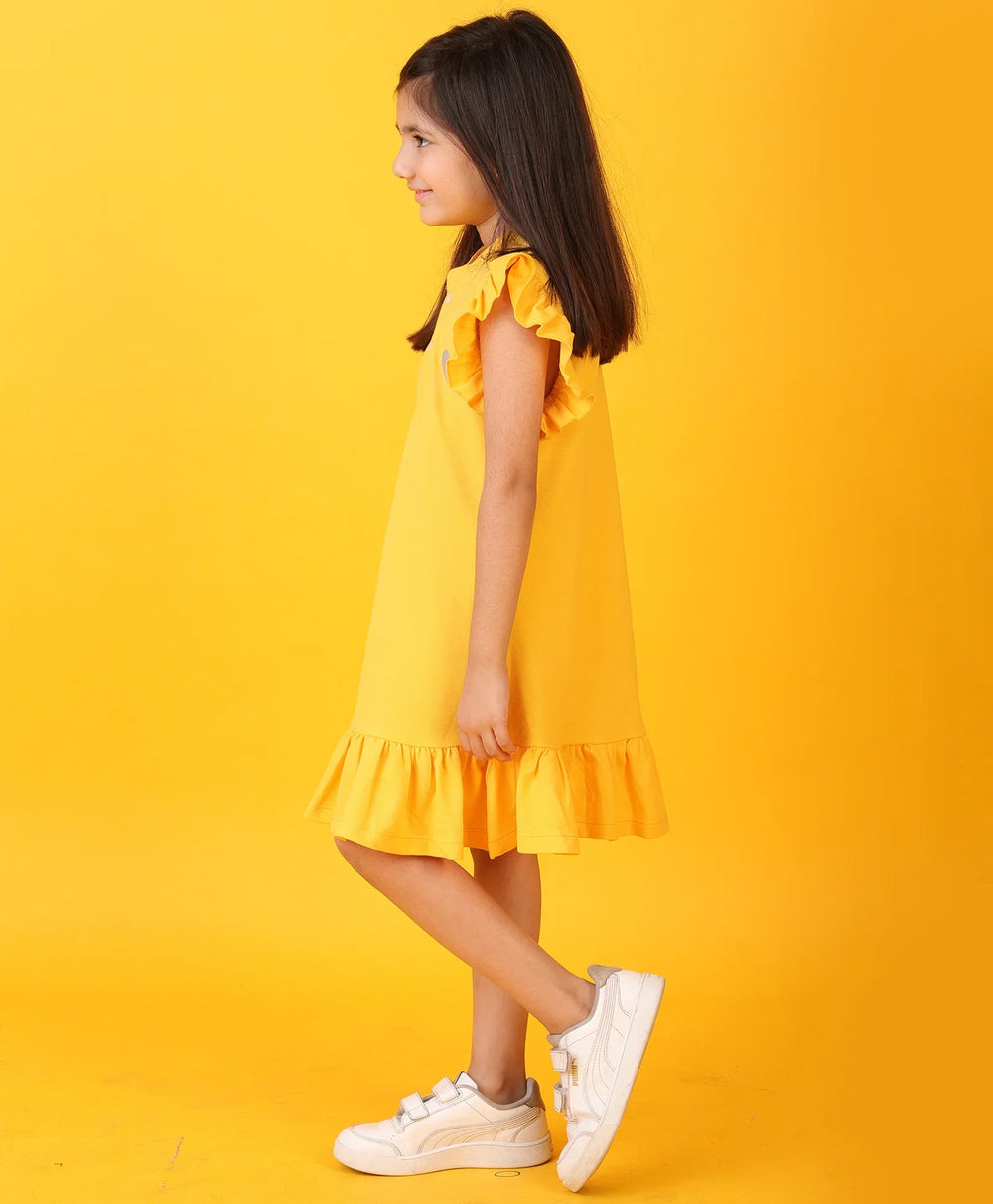 YELLOW SILVER HEART SUMMER DRESS - YELLOW - Anthrilo 