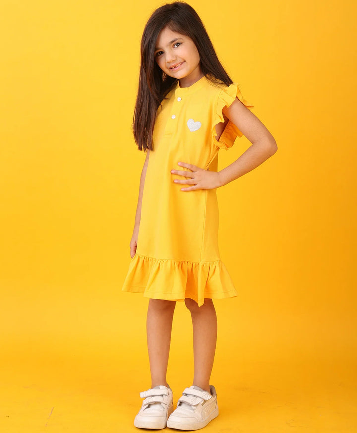 YELLOW SILVER HEART SUMMER DRESS - YELLOW - Anthrilo 