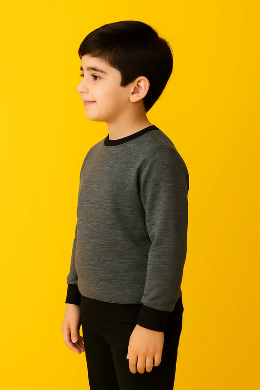 BLACK QUILTED BOYS SWEATSHIRT - BLACK