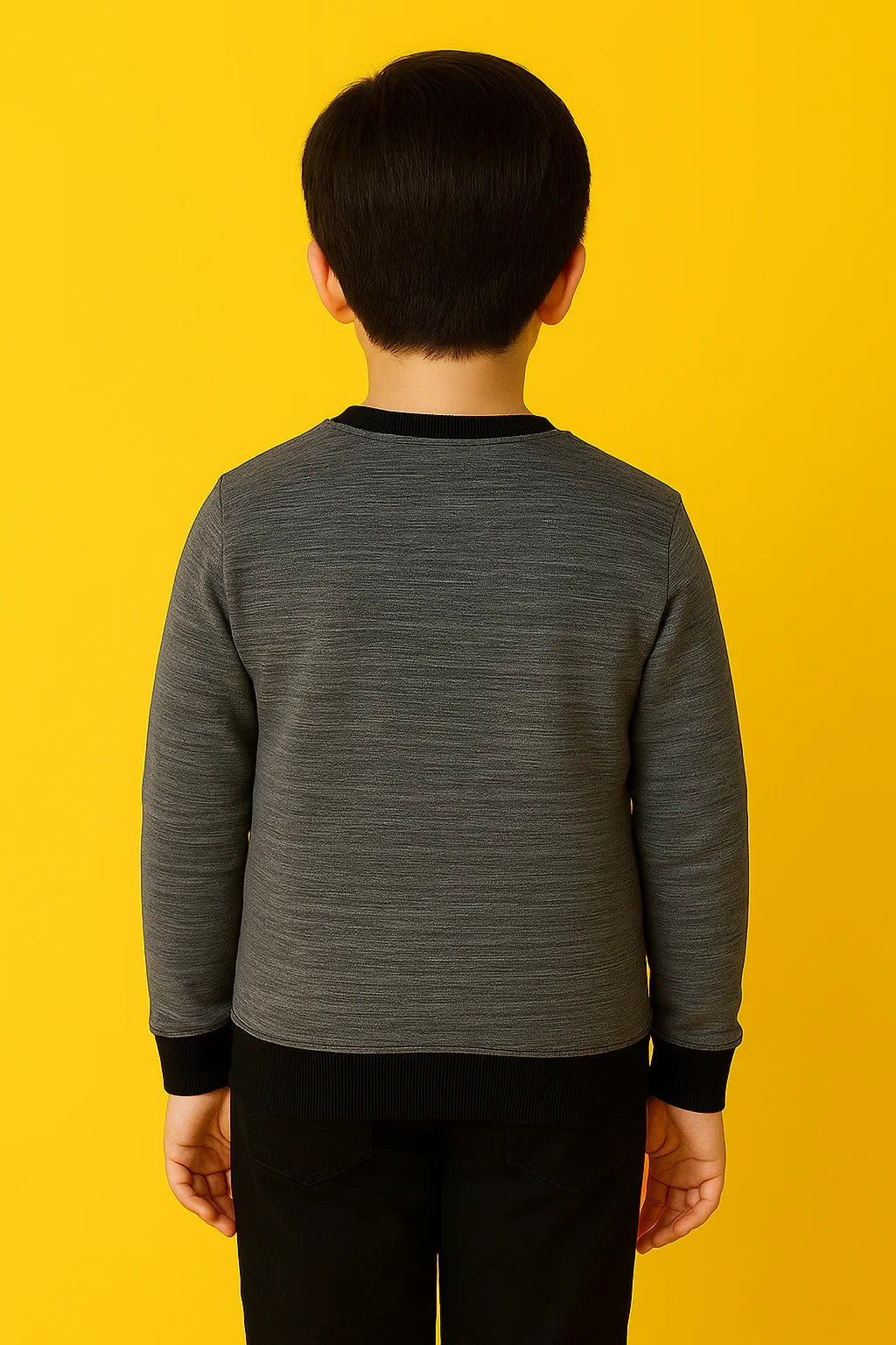 BLACK QUILTED BOYS SWEATSHIRT - BLACK