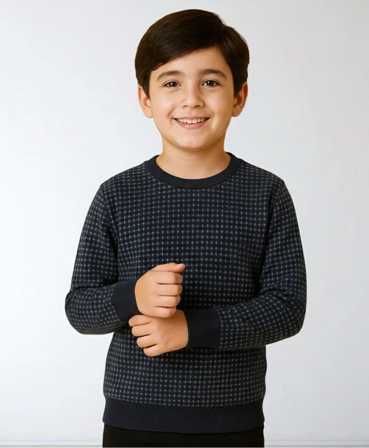 NAVY QUILTED BOYS SWEATSHIRT - NAVY - Anthrilo 