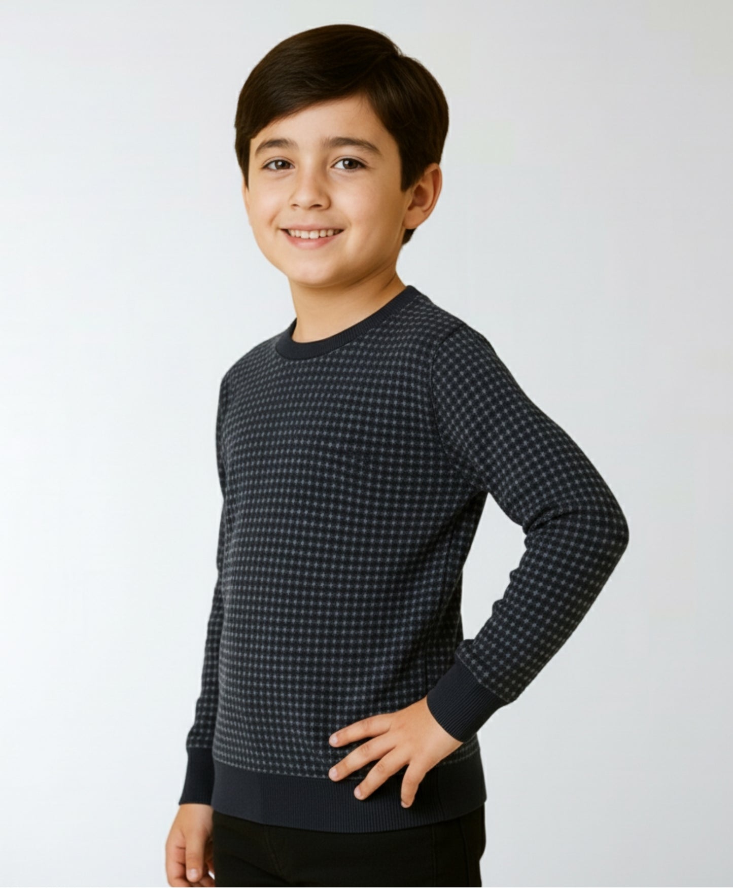 NAVY QUILTED BOYS SWEATSHIRT - NAVY