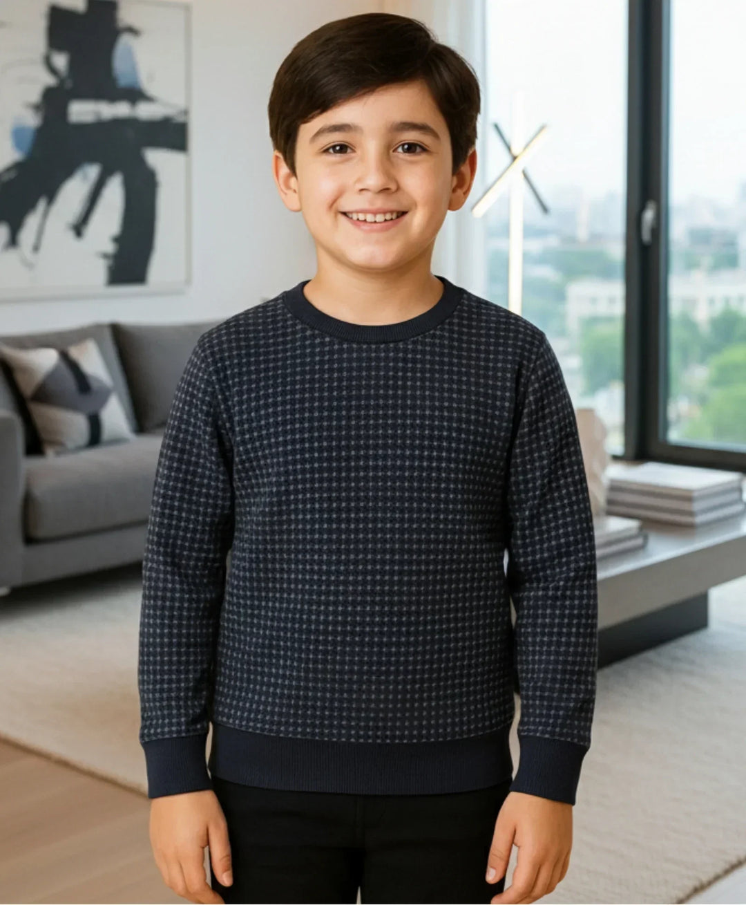 NAVY QUILTED BOYS SWEATSHIRT - NAVY - Anthrilo 