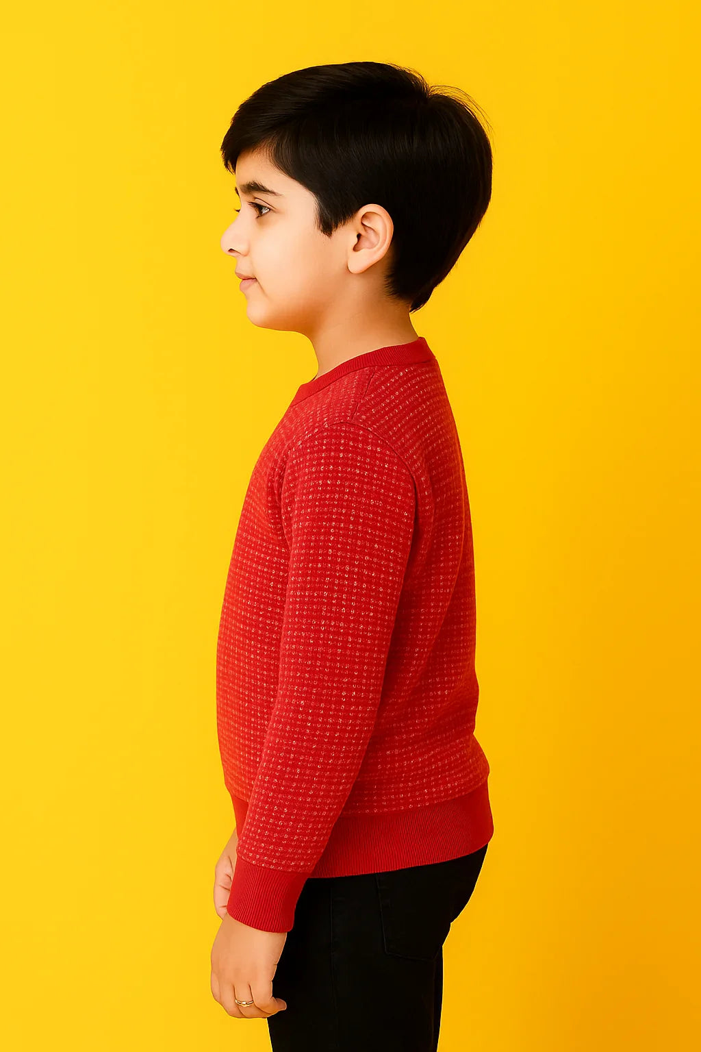 RED QUILTED BOYS  SWEATSHIRT - RED