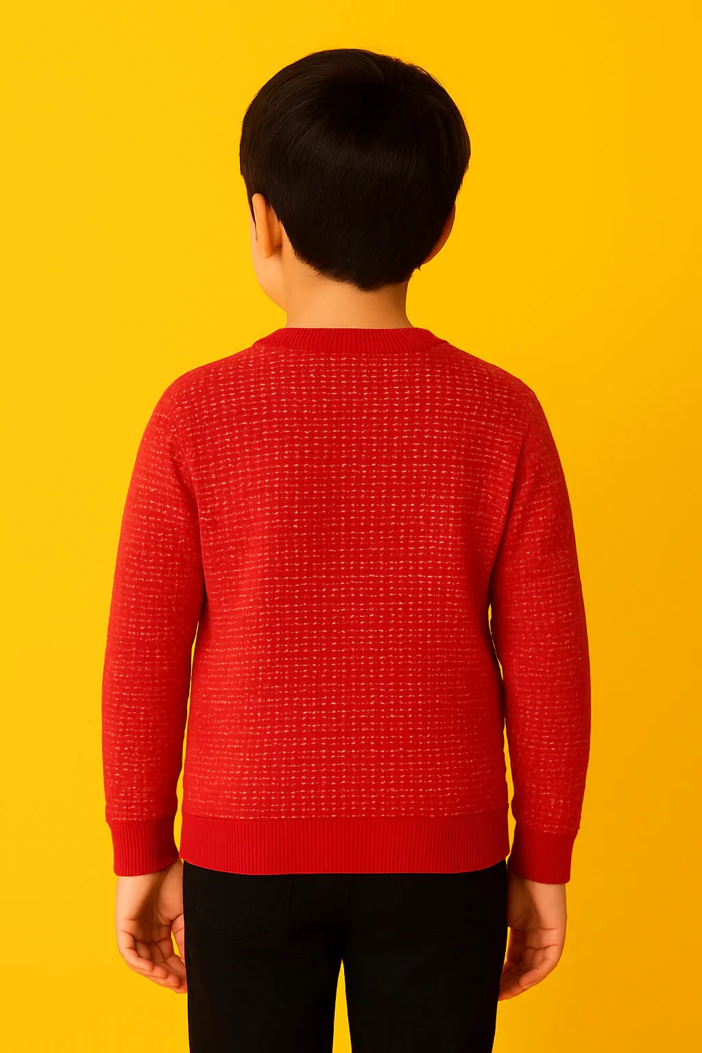 RED QUILTED BOYS  SWEATSHIRT - RED