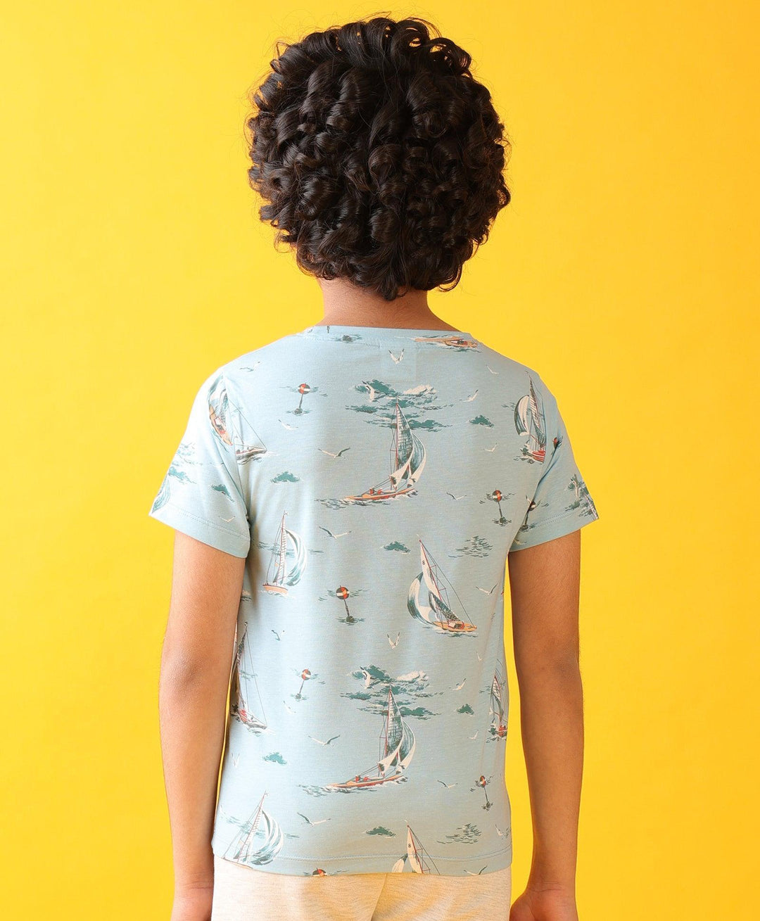 Boat Sky Print Short Sleeve Boys T-Shirt