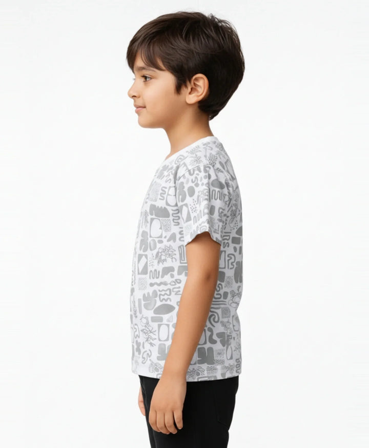 WAVES WHITE SHORT SLEEVE BOYS T-SHIRT WHITE