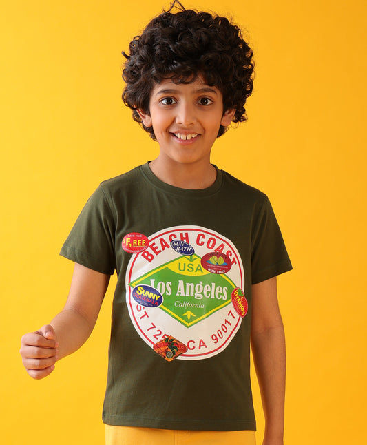 BEACH COAST OLIVE BOYS SHORT SLEEVE T-SHIRT - OLIVE