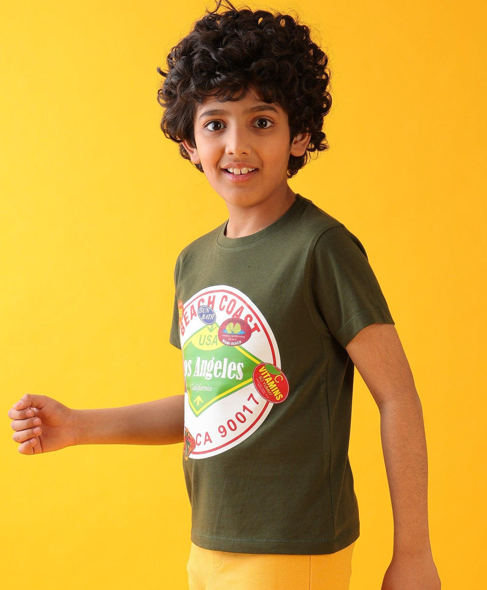 BEACH COAST OLIVE BOYS SHORT SLEEVE T-SHIRT - OLIVE - Anthrilo 