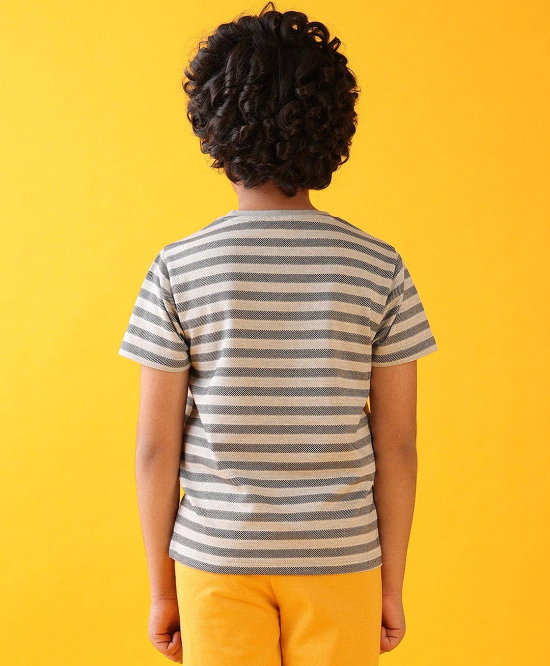 BLACK GREY DIAGONAL STRIPE SHORT SLEEVE BOYS T-SHIRT - GREY - Anthrilo 