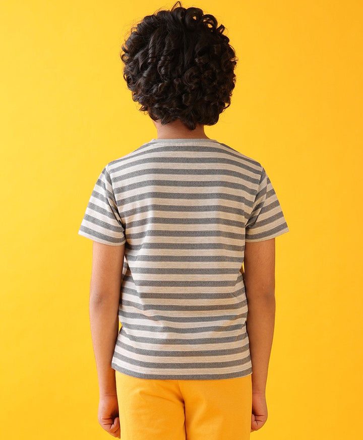 BLACK GREY DIAGONAL STRIPE SHORT SLEEVE BOYS T-SHIRT - GREY - Anthrilo 