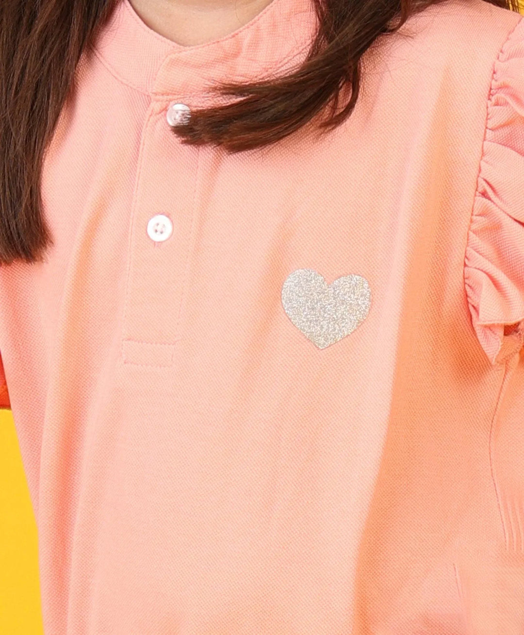 Peach Silver Heart Summer Dress - Peach