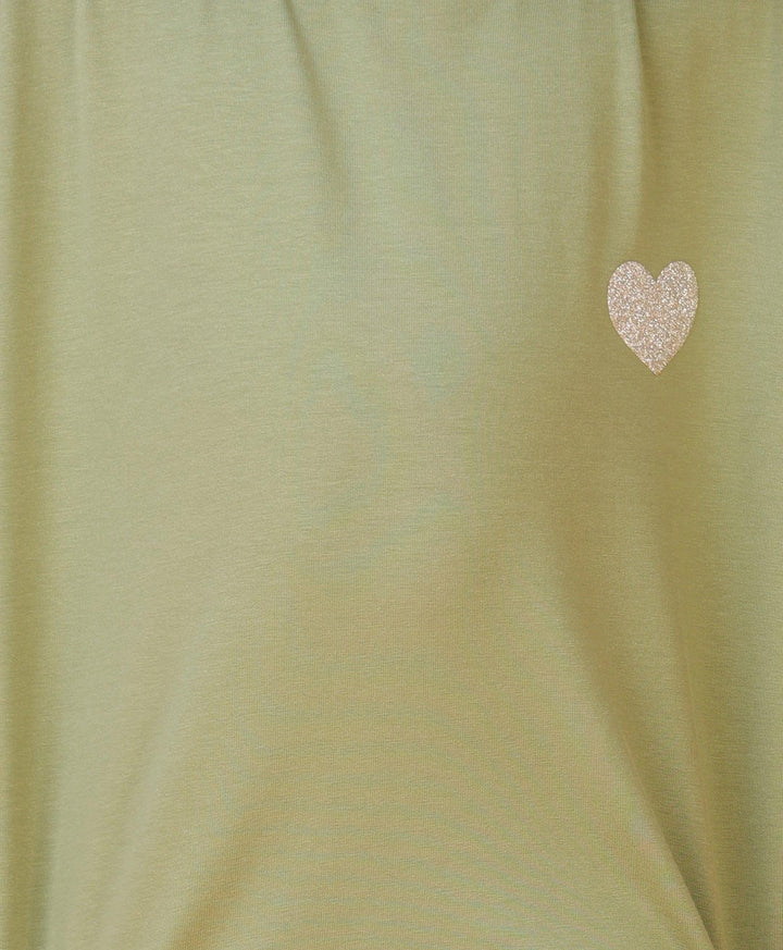 SILVER HEART LIGHT OLIVE SUMMER GIRLS T-SHIRT -LT OLIVE - Anthrilo 