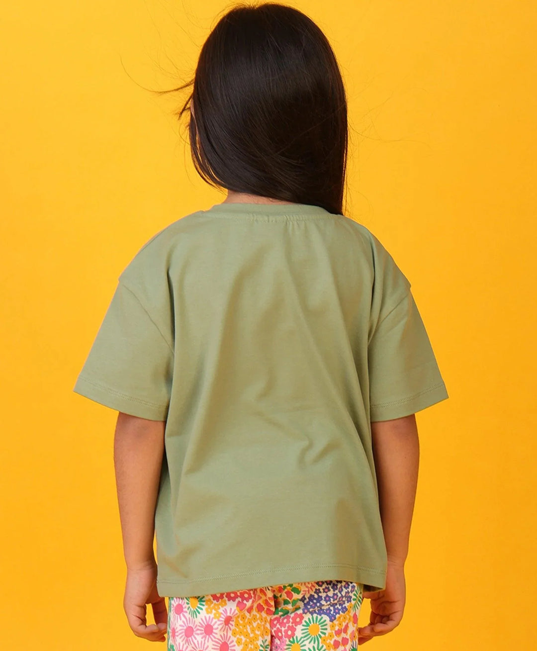 SILVER HEART LIGHT OLIVE SUMMER GIRLS T-SHIRT -LT OLIVE - Anthrilo 