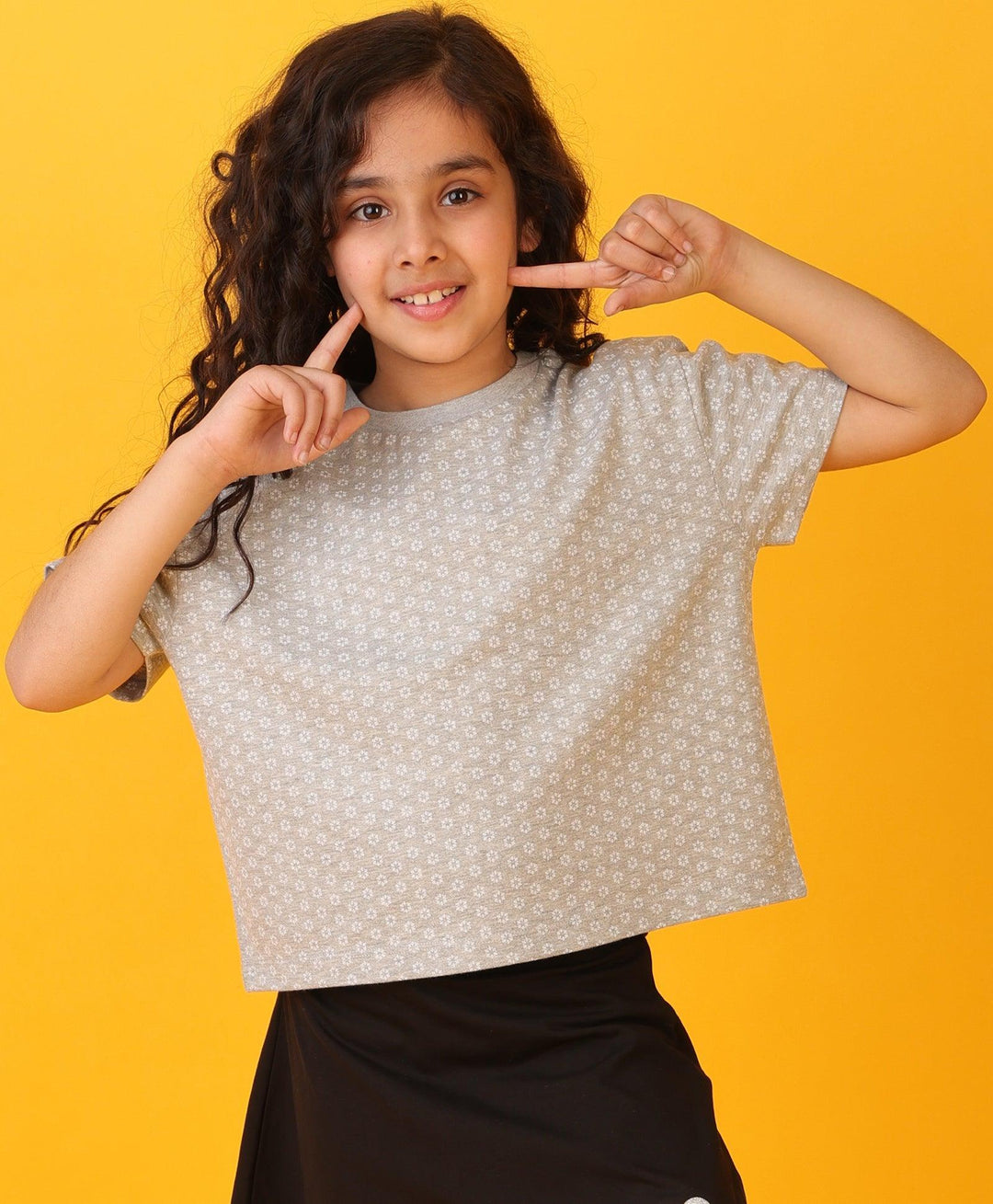 FLOWERS GREY SUMMER GIRLS T-SHIRT - GREY - Anthrilo 