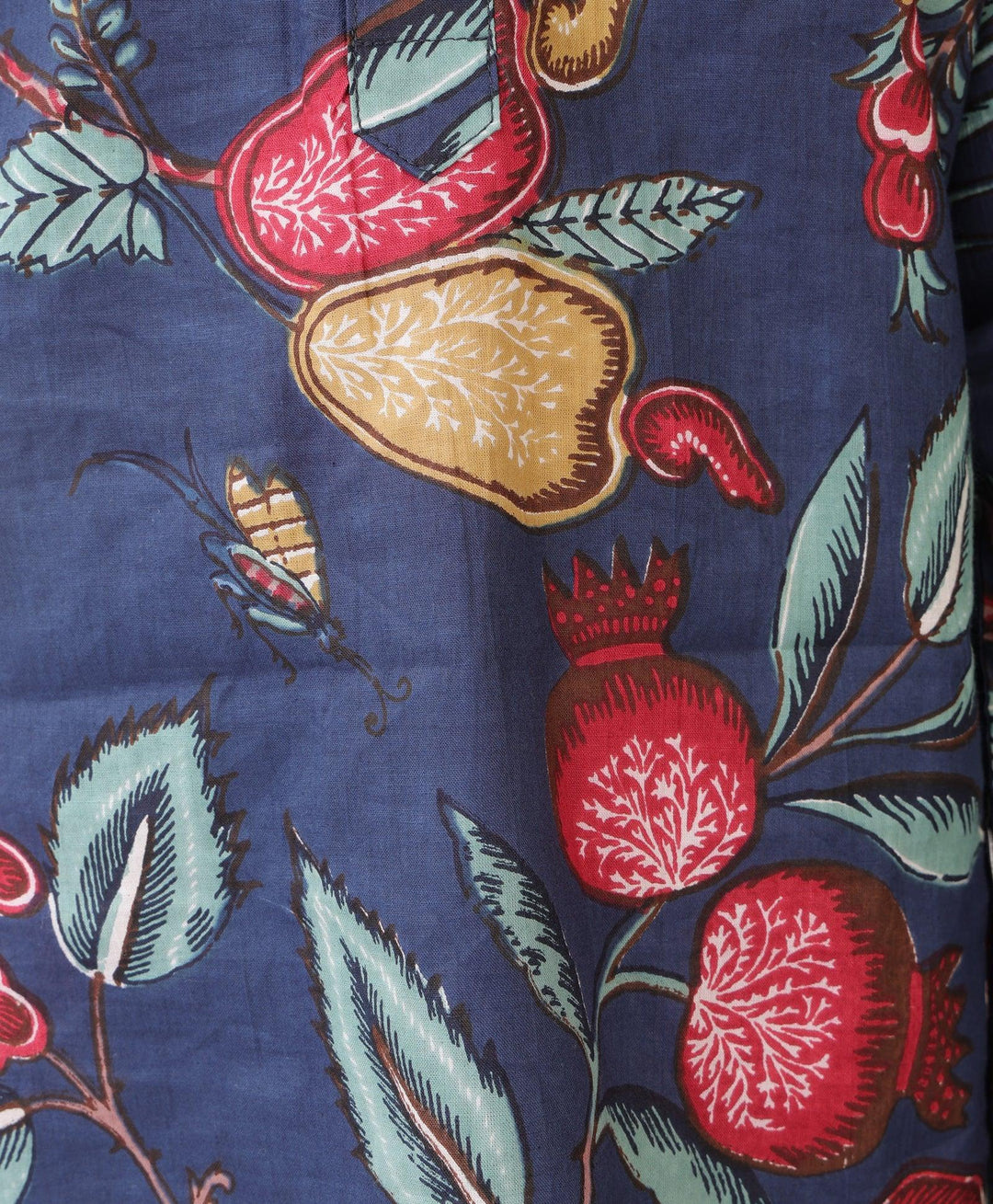 BLUE FLORAL PRINT PURE COTTON KURTA - BLUE