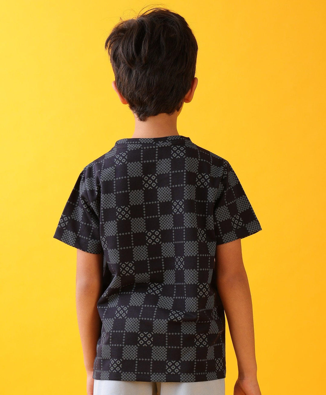 NAVY SUMMER CHECK BOYS SHORT SLEEVE T-SHIRT -NAVY - Anthrilo 