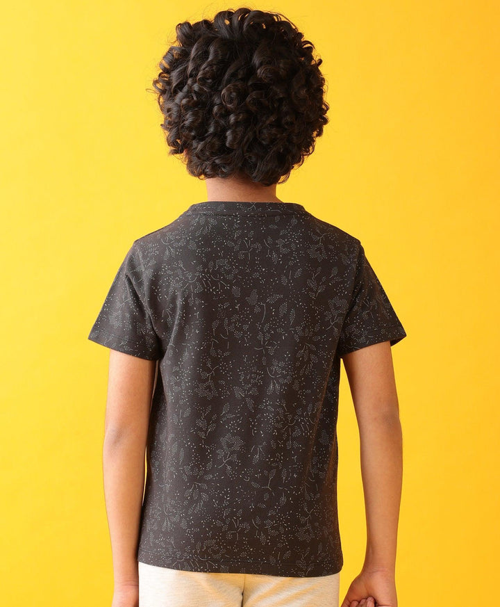Floral Summer Short Sleeve Boys T-Shirt- Anthra