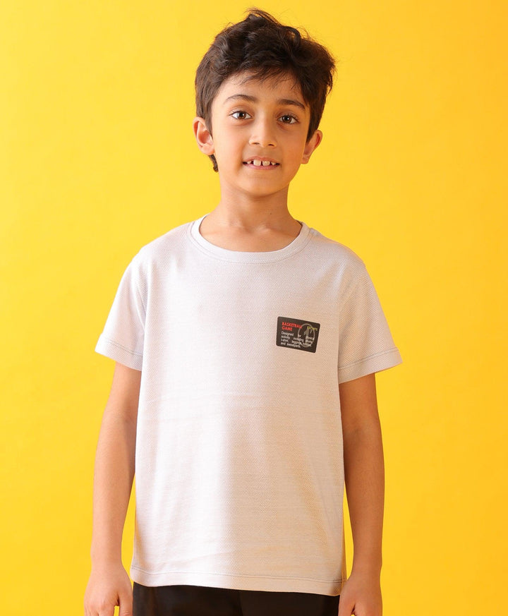 BASKETBALL GREY SHORT SLEEVES BOYS T-SHIRT - LT GREY - Anthrilo 