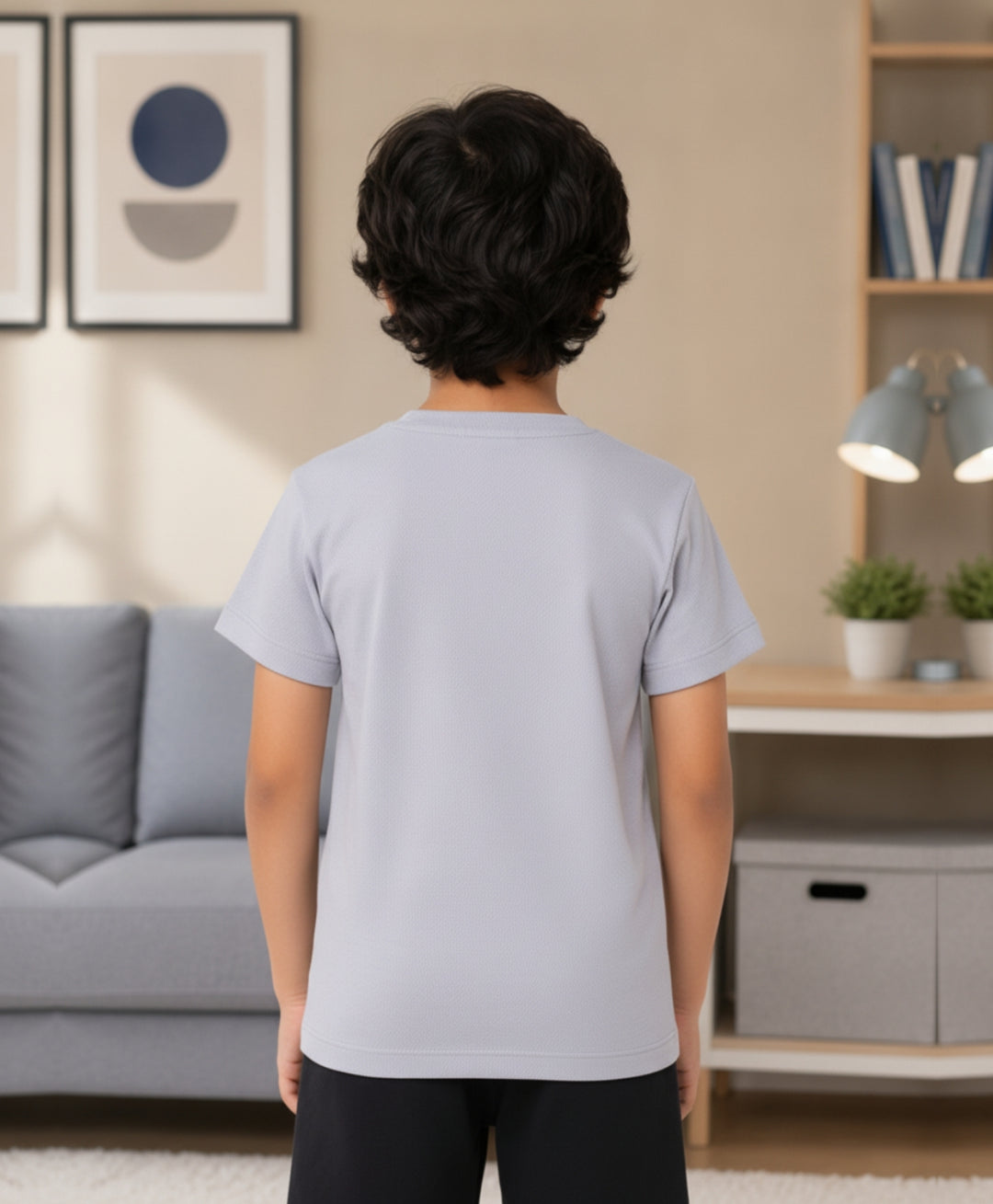 Basketball Grey Short Sleeves Boys T-Shirt - Lt Grey