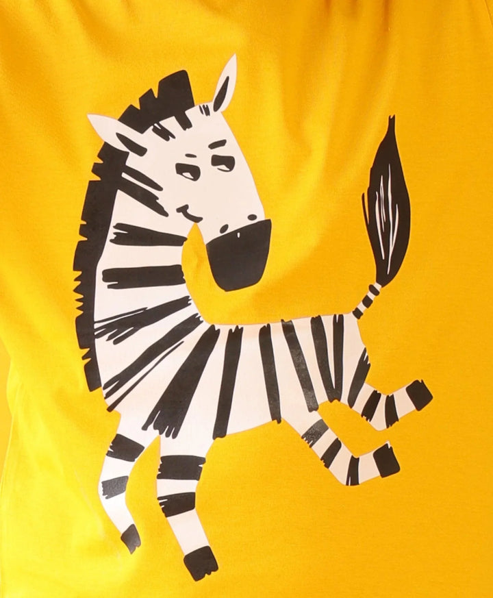 Zebra Mustard Short Sleeve Boys T-Shirt - Mustard