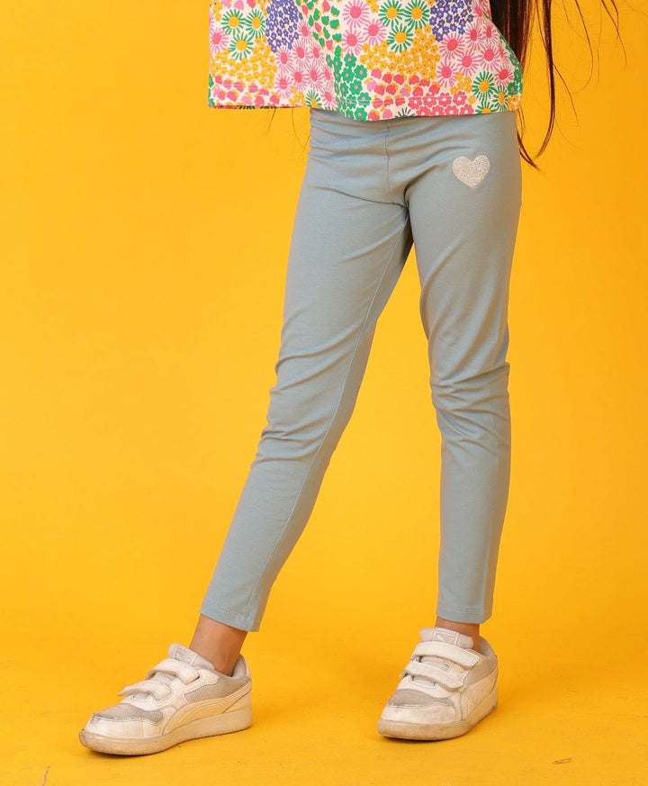 BLUE ASH SILVER HEART GIRLS LEGGING - BLUE - Anthrilo 