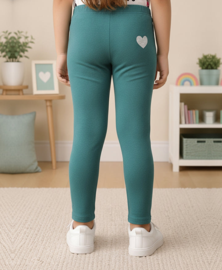 Blue Ash Silver Heart Girls Legging - Blue