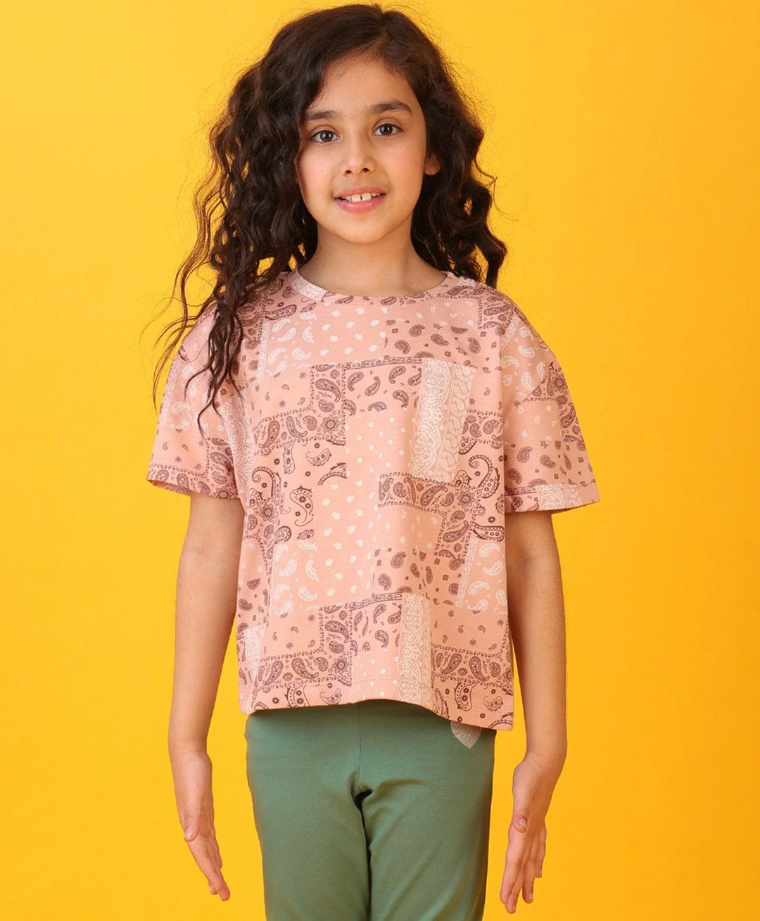 PINK PAISLEY SUMMER GIRLS T-SHIRT - PINK - Anthrilo 