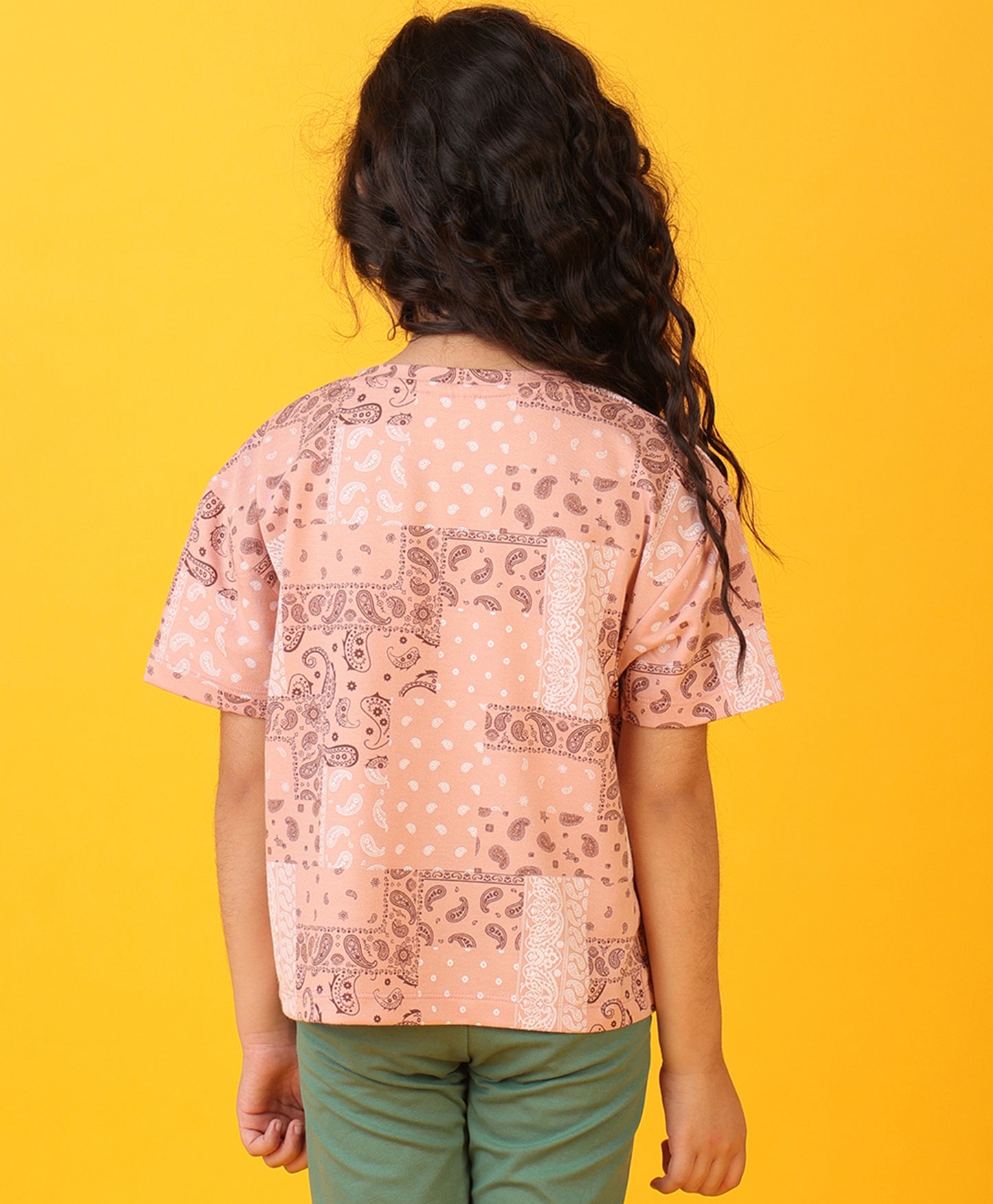 PINK PAISLEY SUMMER GIRLS T-SHIRT - PINK