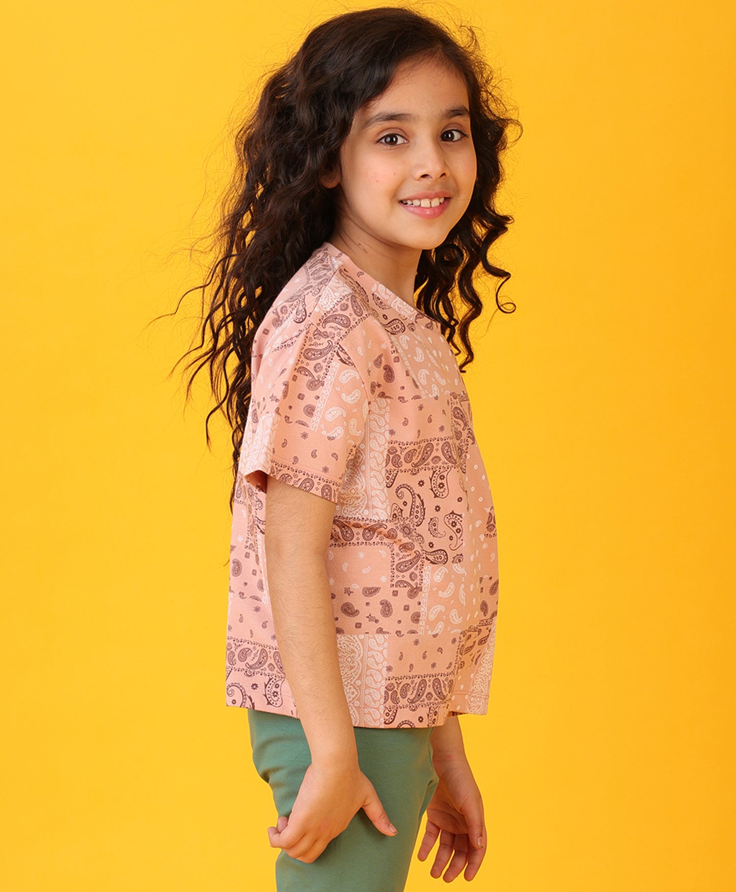 PINK PAISLEY SUMMER GIRLS T-SHIRT - PINK