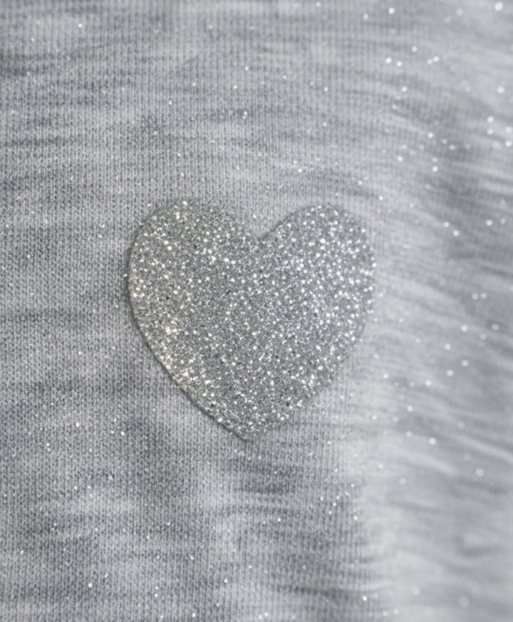 Silver Heart Grey Summer Short Sleeves Girls T-Shirt - Grey