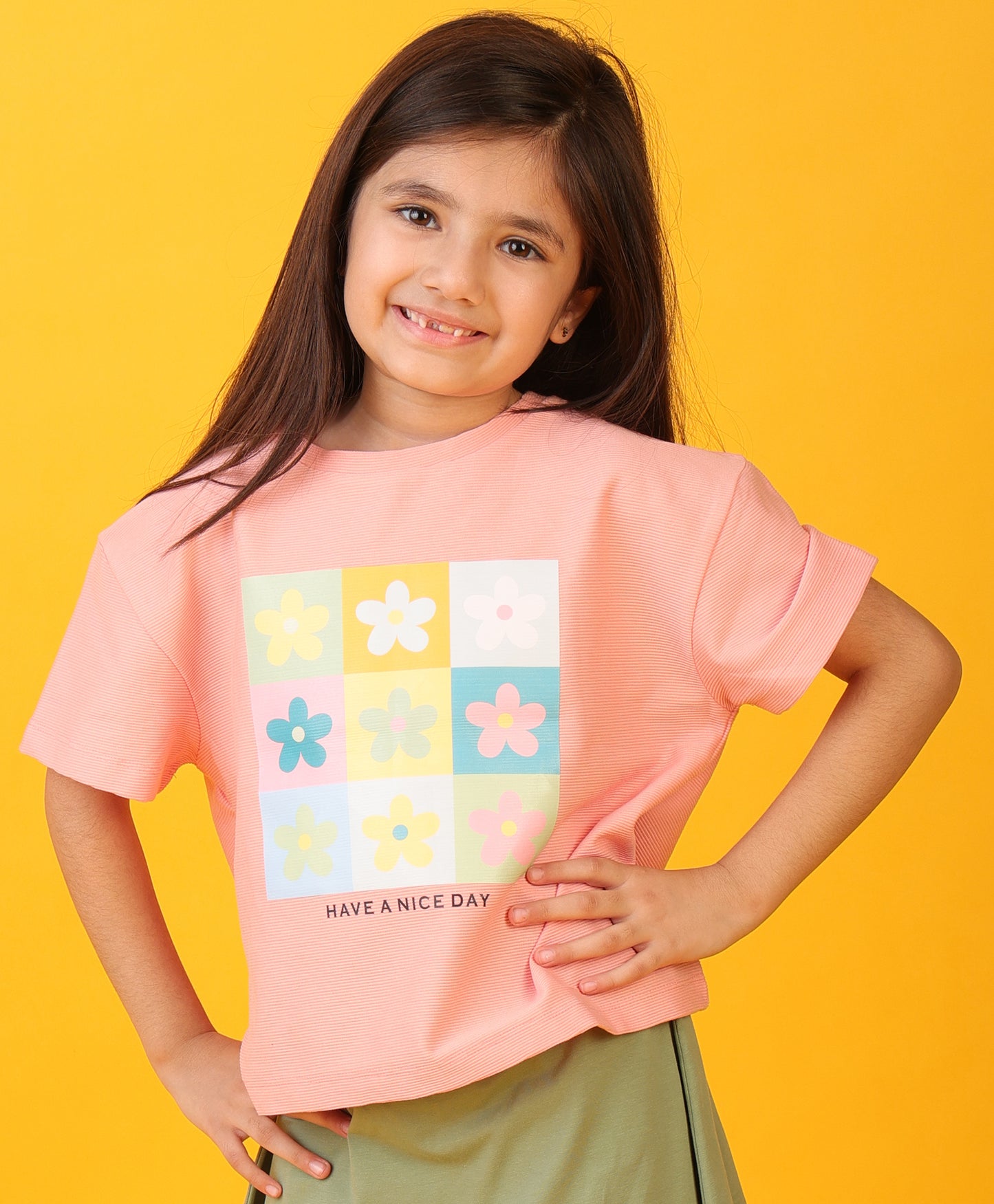 HAVE A NICE DAY PINK SUMMER GIRLS T-SHIRT - PINK