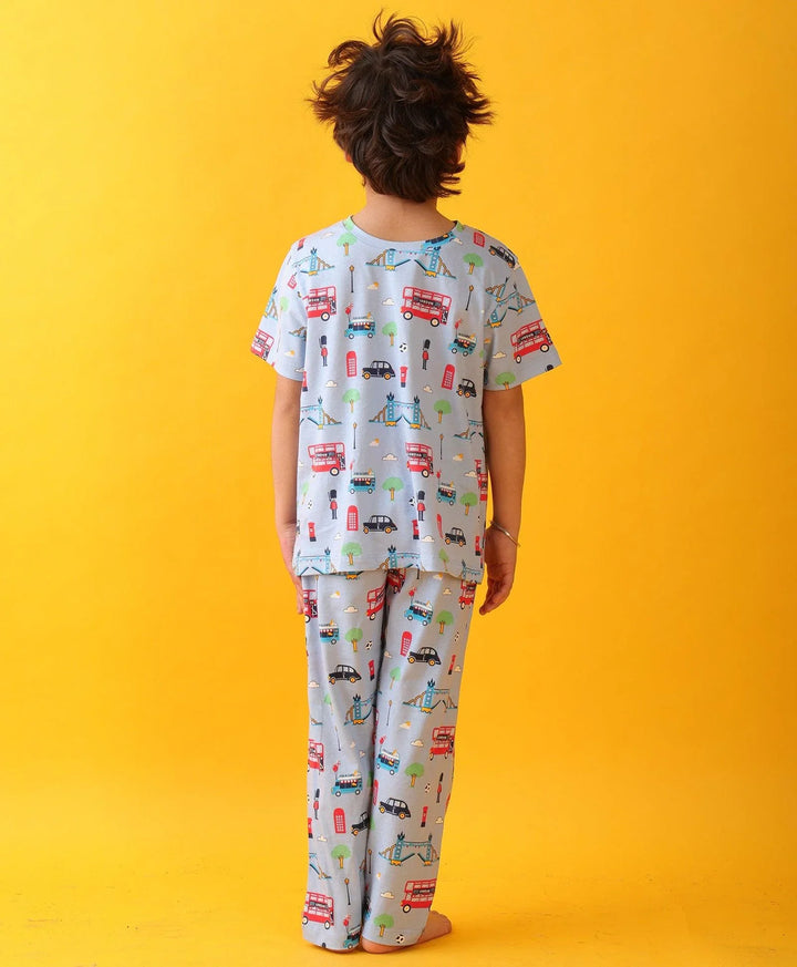 LONDON DREAMS BOYS SHORT SLEEVES PYJAMA SET - SKY - Anthrilo 