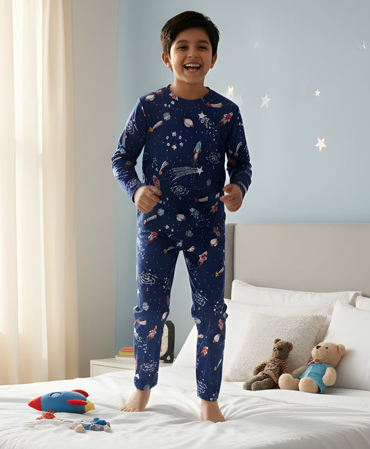 SOLAR SYSTEM DREAMS LONG SLEEVES PYJAMA SET - BLUE
