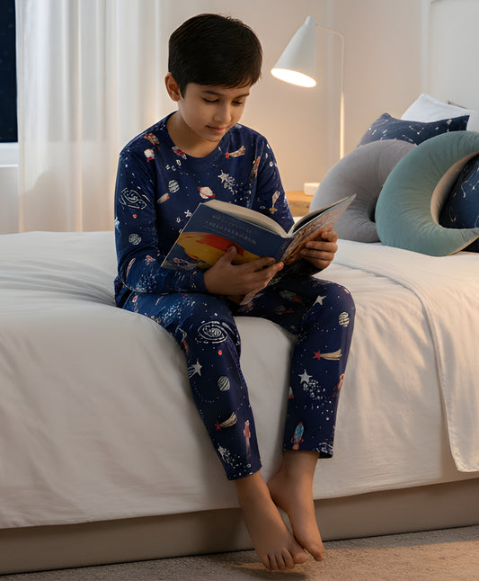 SOLAR SYSTEM DREAMS LONG SLEEVES PYJAMA SET - BLUE